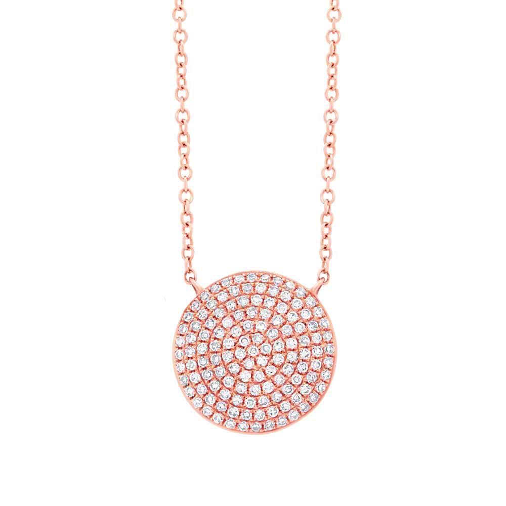 0.37ct 14k Rose Gold Diamond Pave Circle Necklace