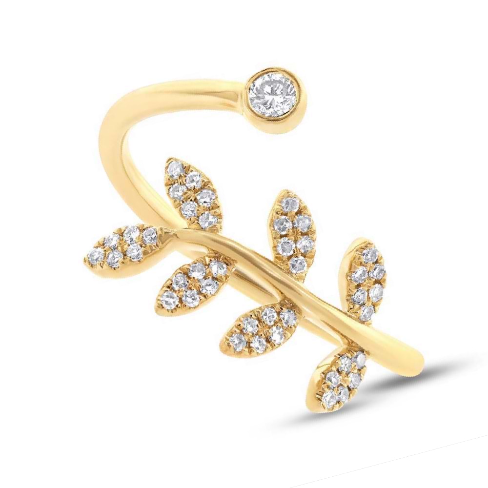 0.20ct 14k Yellow Gold Diamond Leaf Lady's Ring