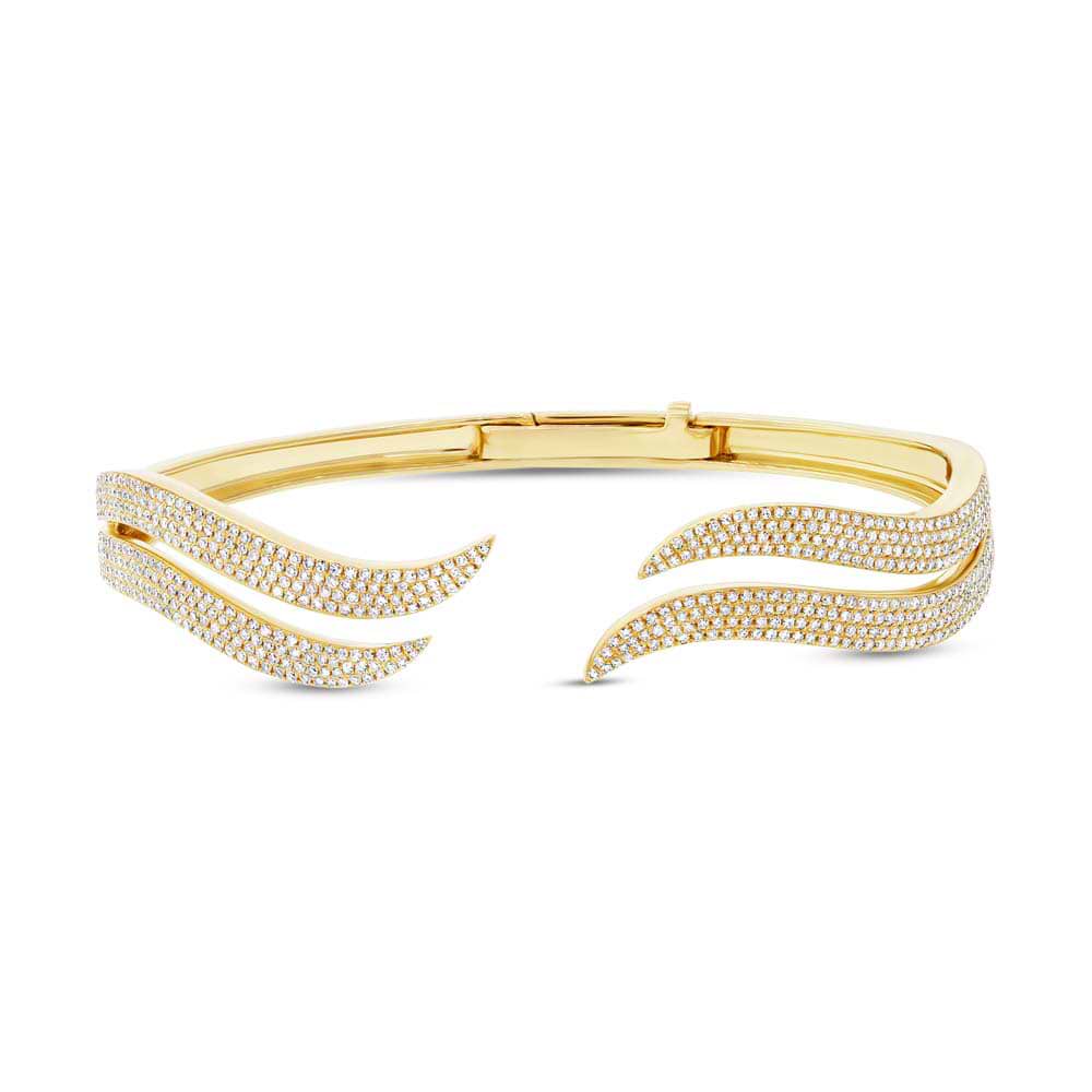 1.59ct 14k Yellow Gold Diamond Pave Bangle Bracelet