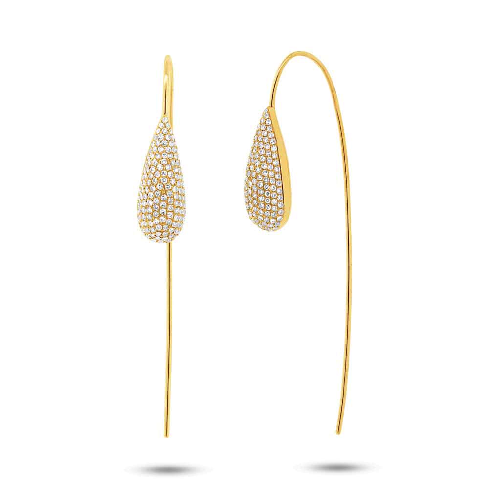 0.69ct 14k Yellow Gold Diamond Pave Earrings