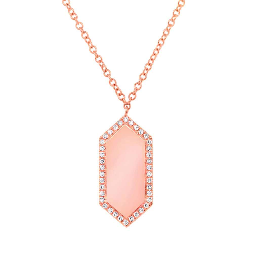 0.09ct 14k Rose Gold Diamond Bar ID Necklace