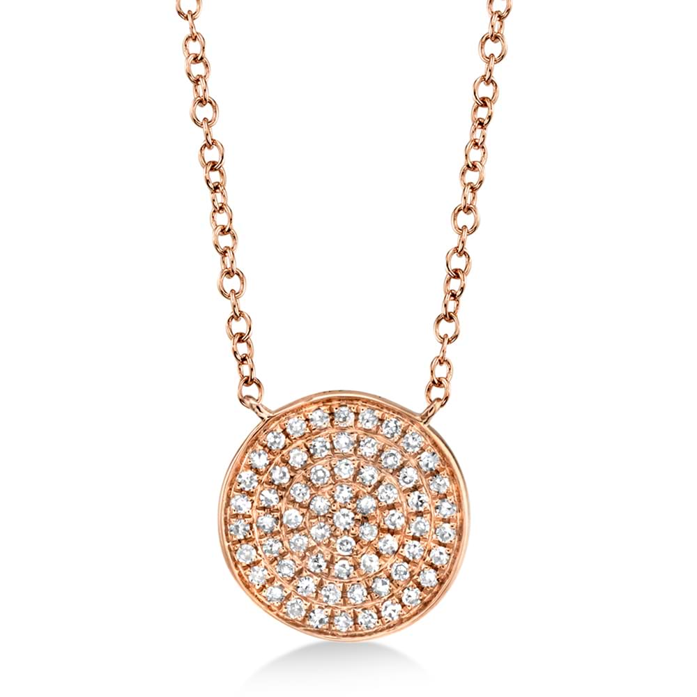 Diamond Pave Circle Pendant Necklace 14k Rose Gold (0.15ct)
