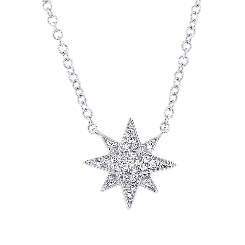 0.06ct 14k White Gold Diamond Star Necklace