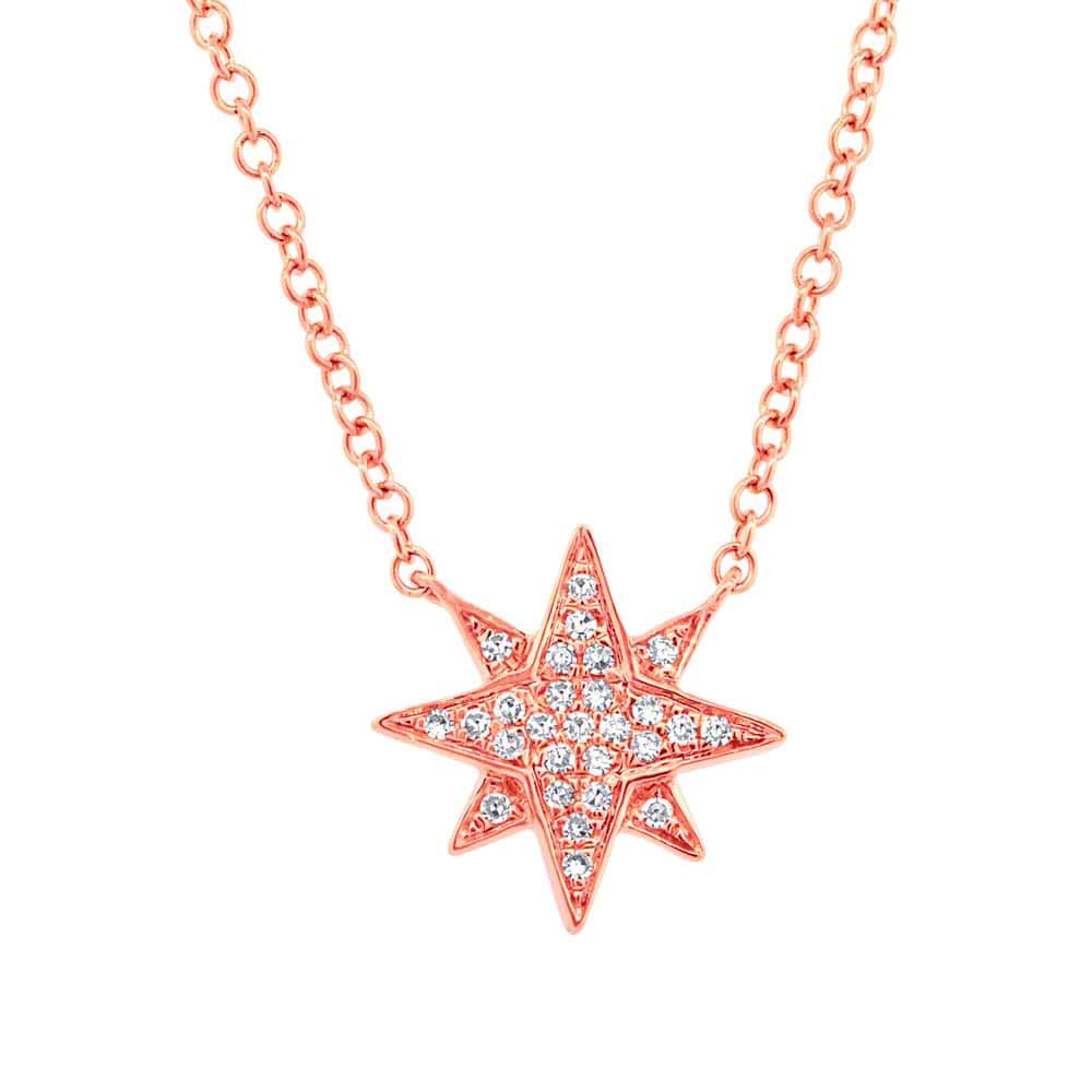 0.06ct 14k Rose Gold Diamond Star Necklace