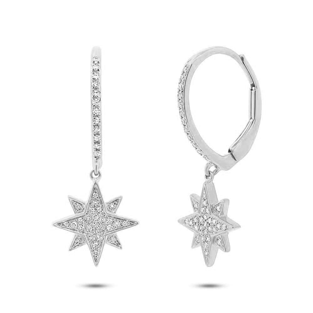 0.17ct 14k White Gold Diamond Star Earrings