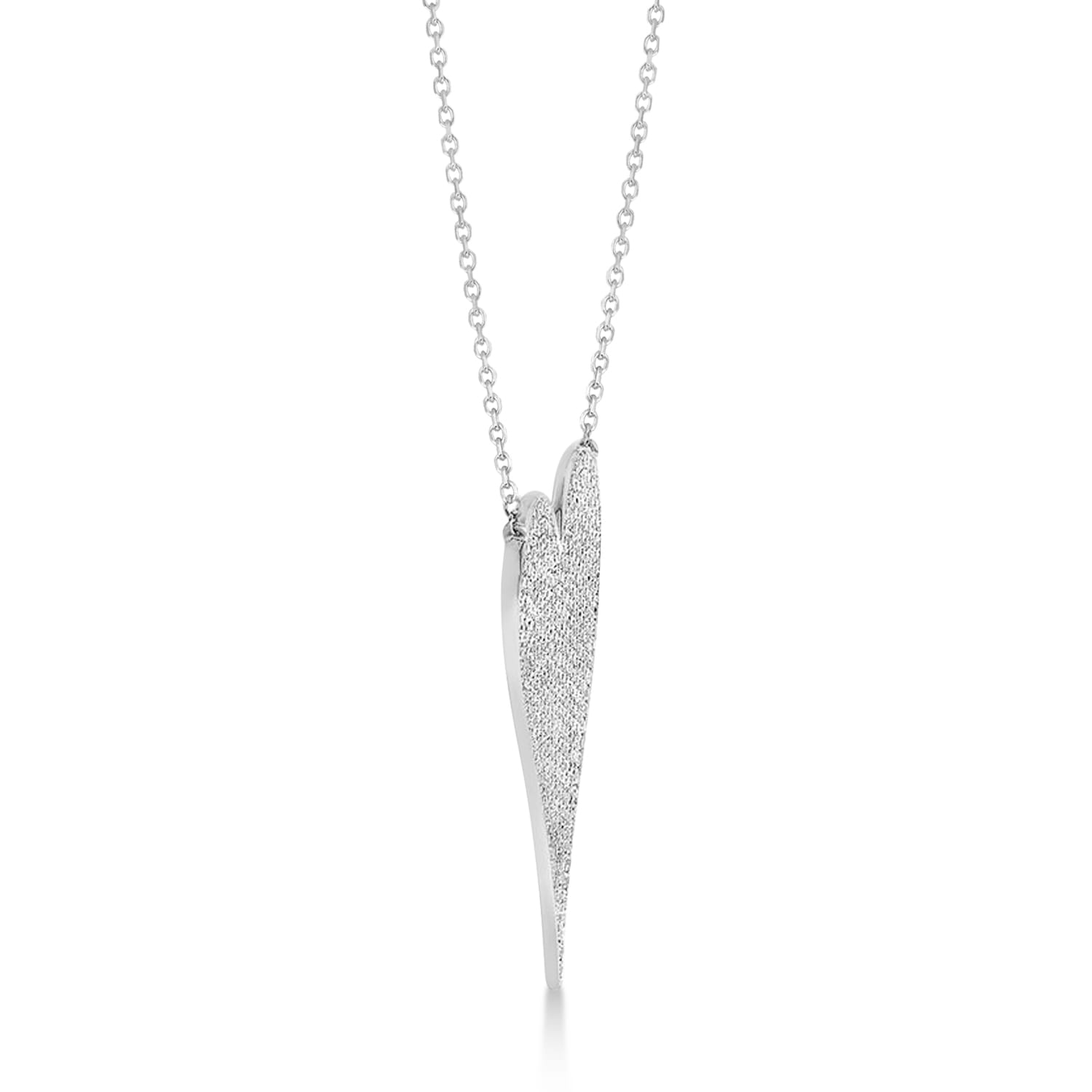 Diamond Modern Elongated Heart Pendant Necklace 14k White Gold (0.83ct)