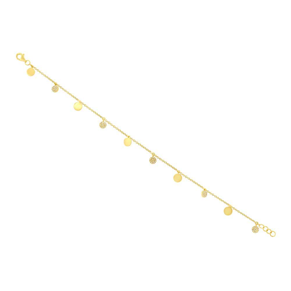 0.15ct 14k Yellow Gold Diamond Pave Circle Anklet