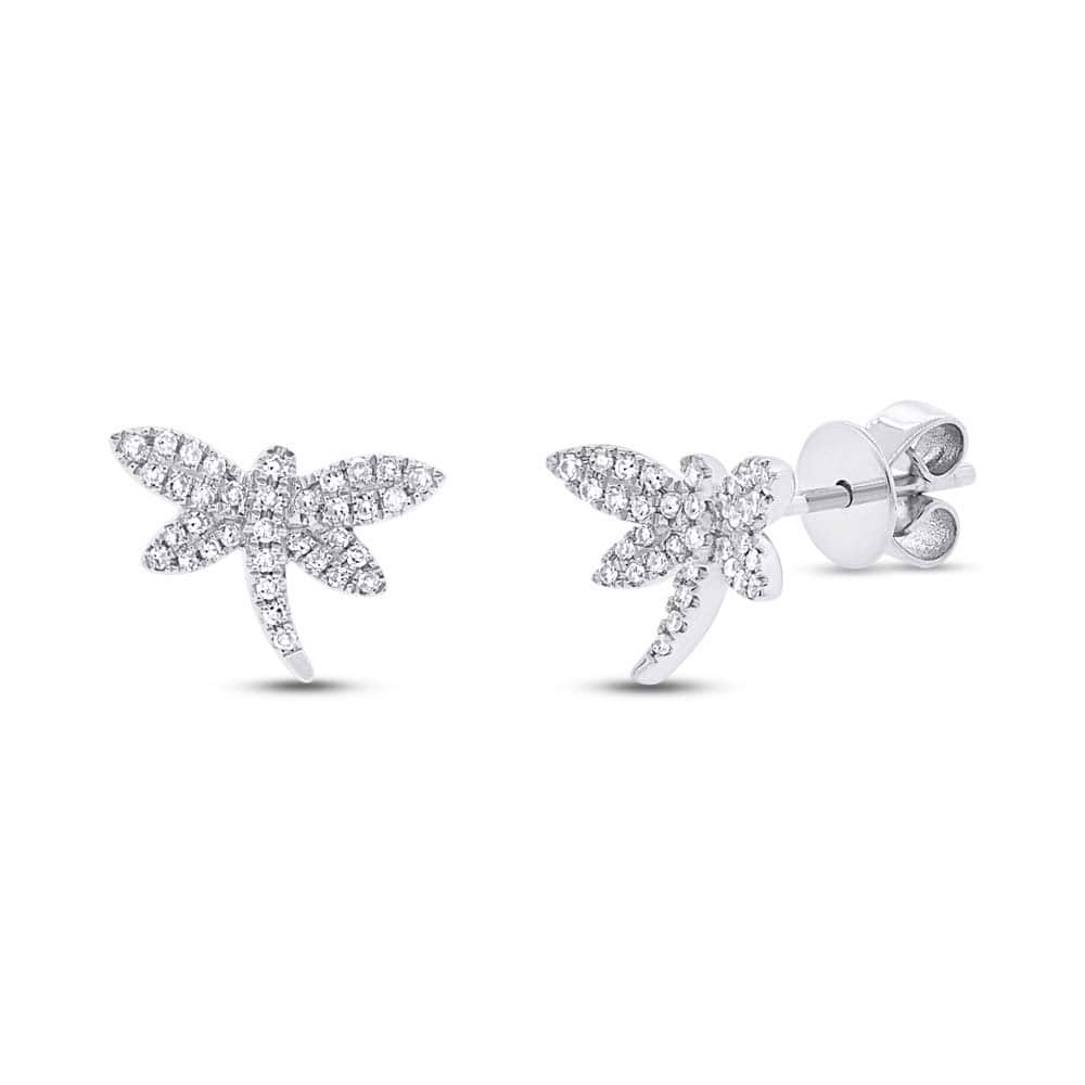 0.17ct 14k White Gold Diamond Dragonfly Earrings