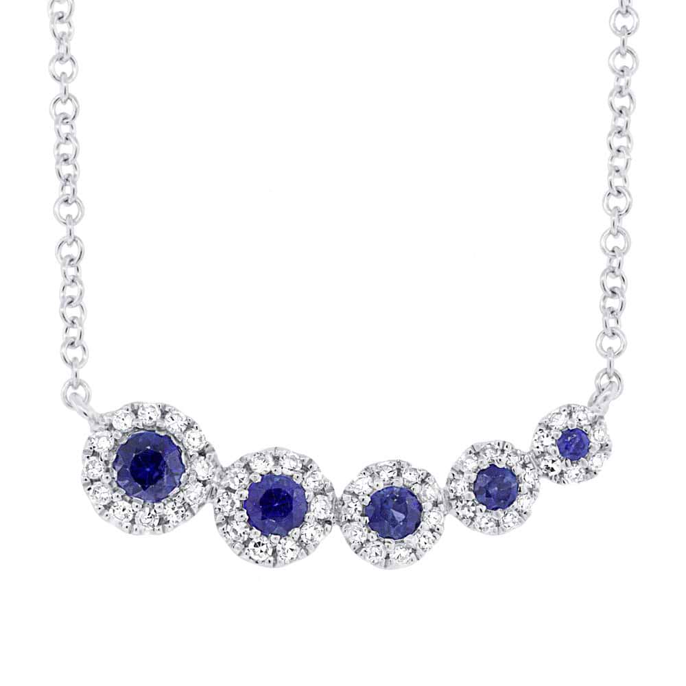 0.13ct Diamond & 0.25ct Blue Sapphire 14k White Gold Necklace