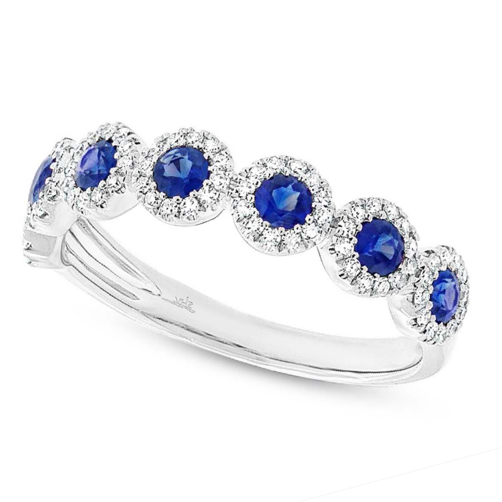0.26ct Diamond & 0.70ct Blue Sapphire 14k White Gold Lady's Ring