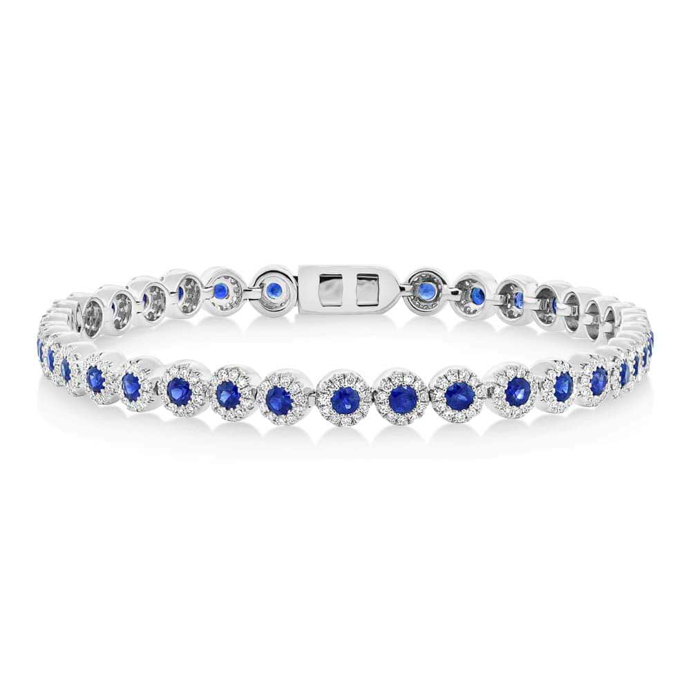 1.22ct Diamond & 2.44ct Blue Sapphire 14k White Gold Lady's Bracelet