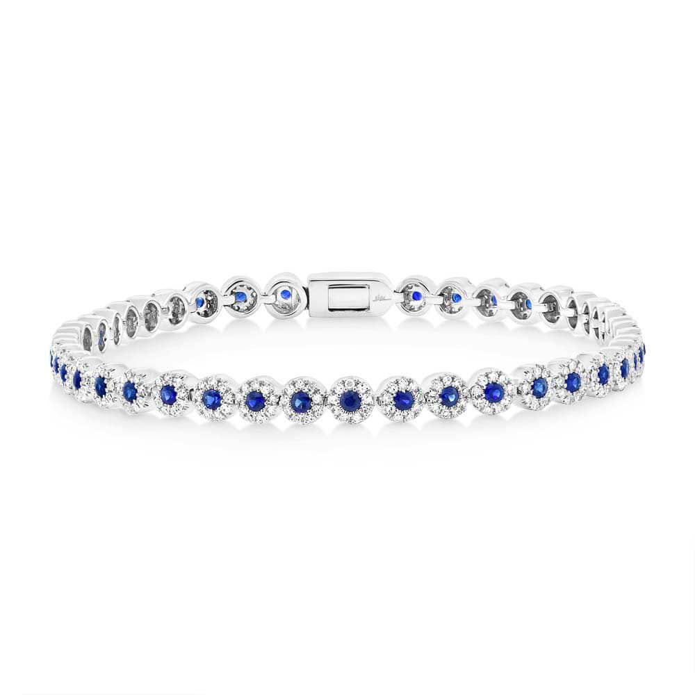 1.08ct Diamond & 1.25ct Blue Sapphire 14k White Gold Lady's Bracelet