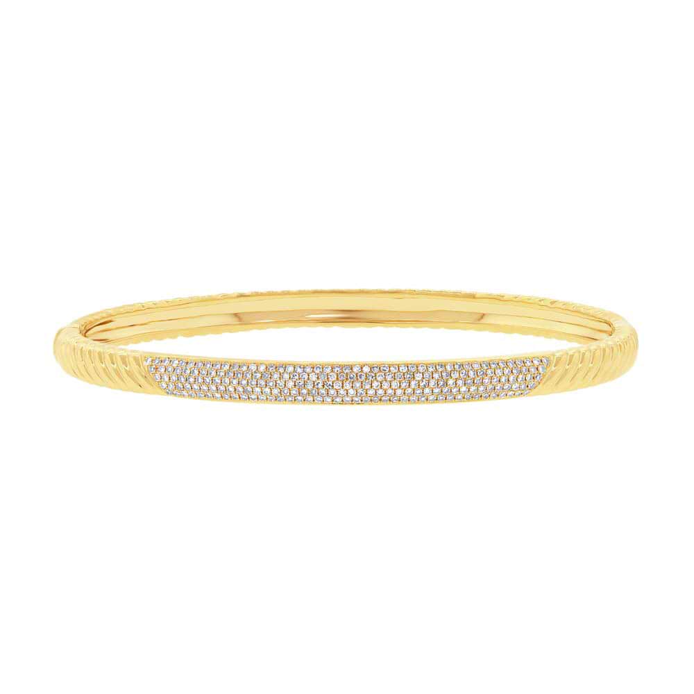 0.56ct 14k Yellow Gold Diamond Pave Bangle Bracelet