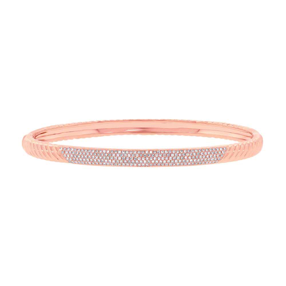 0.56ct 14k Rose Gold Diamond Pave Bangle Bracelet