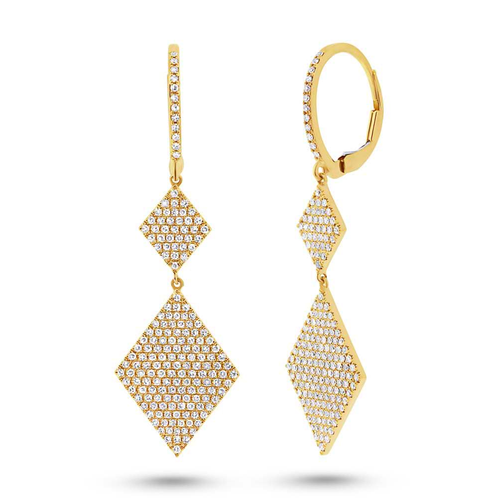0.91ct 14k Yellow Gold Diamond Pave Earrings