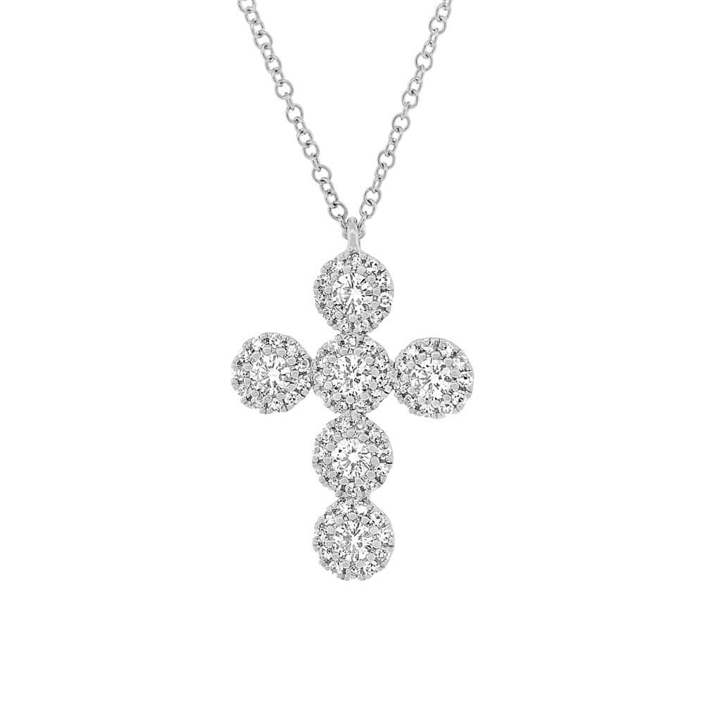0.44ct 14k White Gold Diamond Cross Necklace