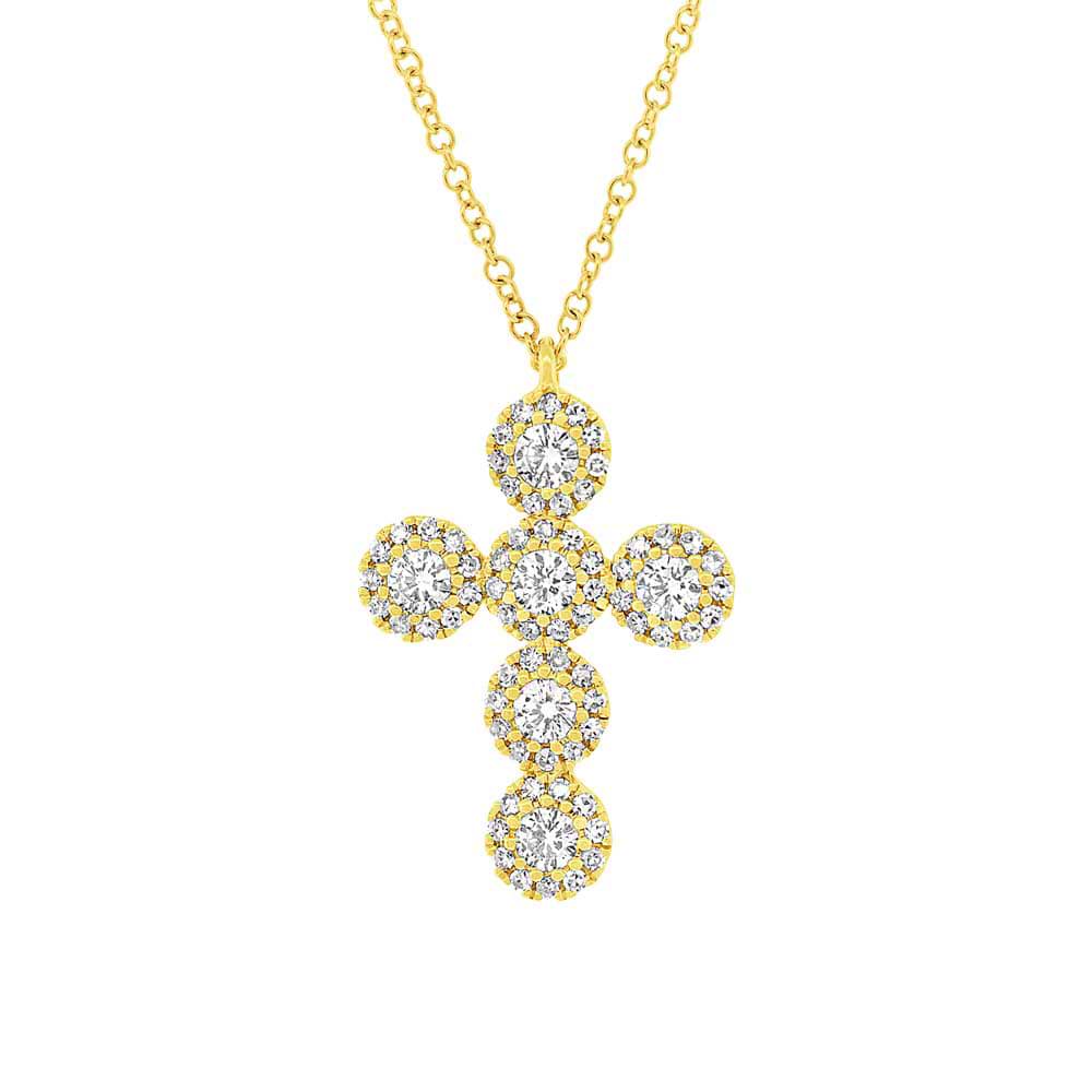 0.44ct 14k Yellow Gold Diamond Cross Necklace