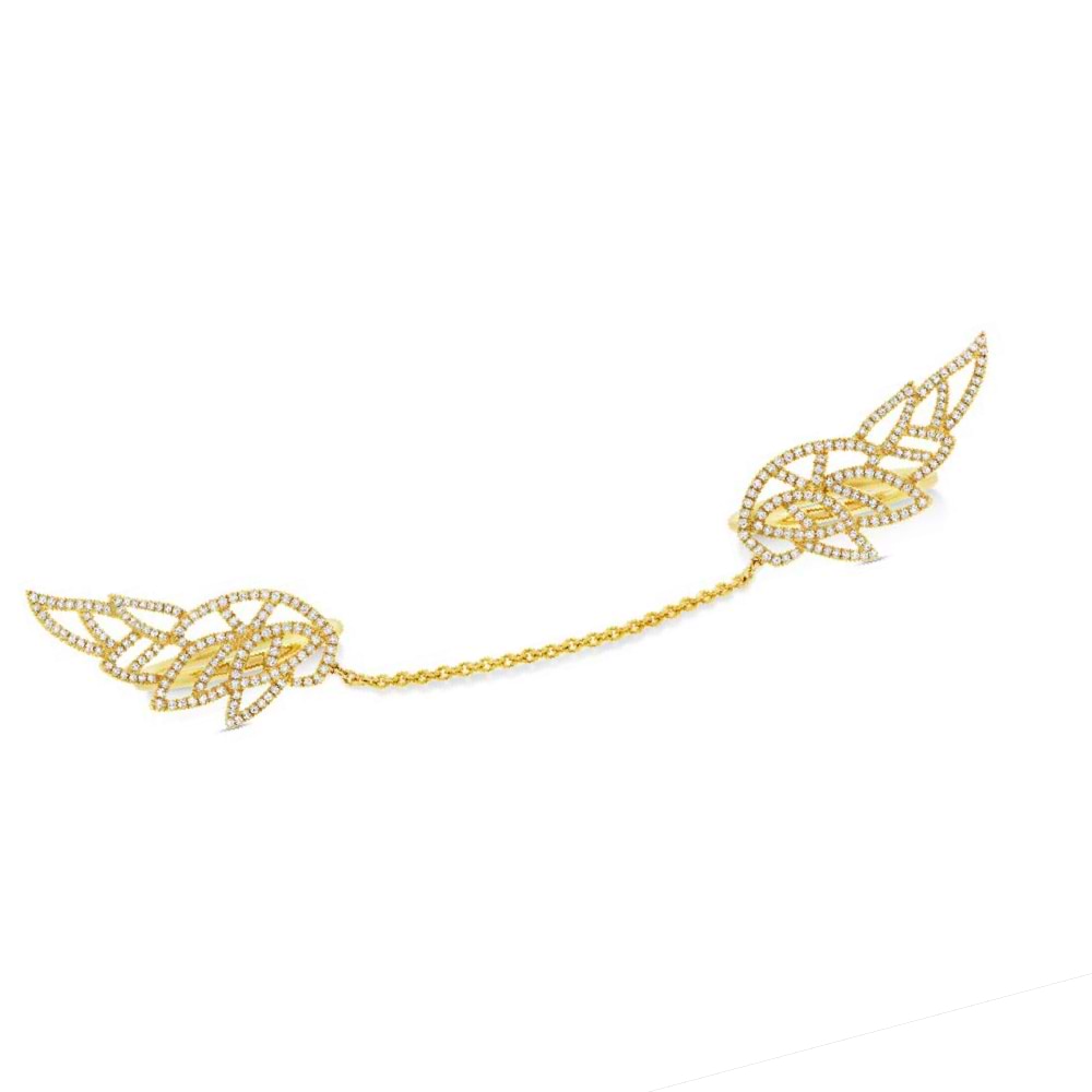 0.76ct 14k Yellow Gold Diamond Angel Wings Ring