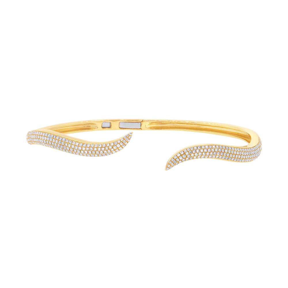 0.84ct 14k Yellow Gold Diamond Pave Bangle Bracelet