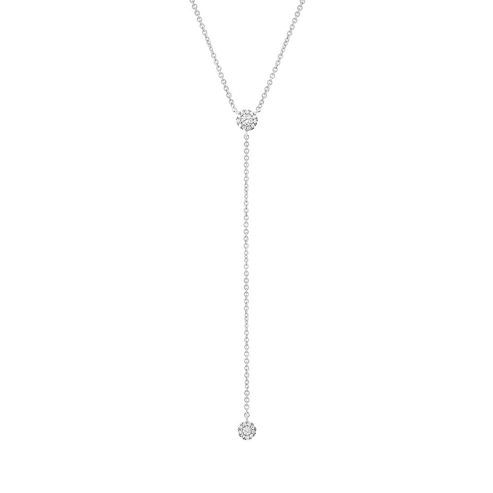 0.12ct 14k White Gold Diamond Lariat Necklace
