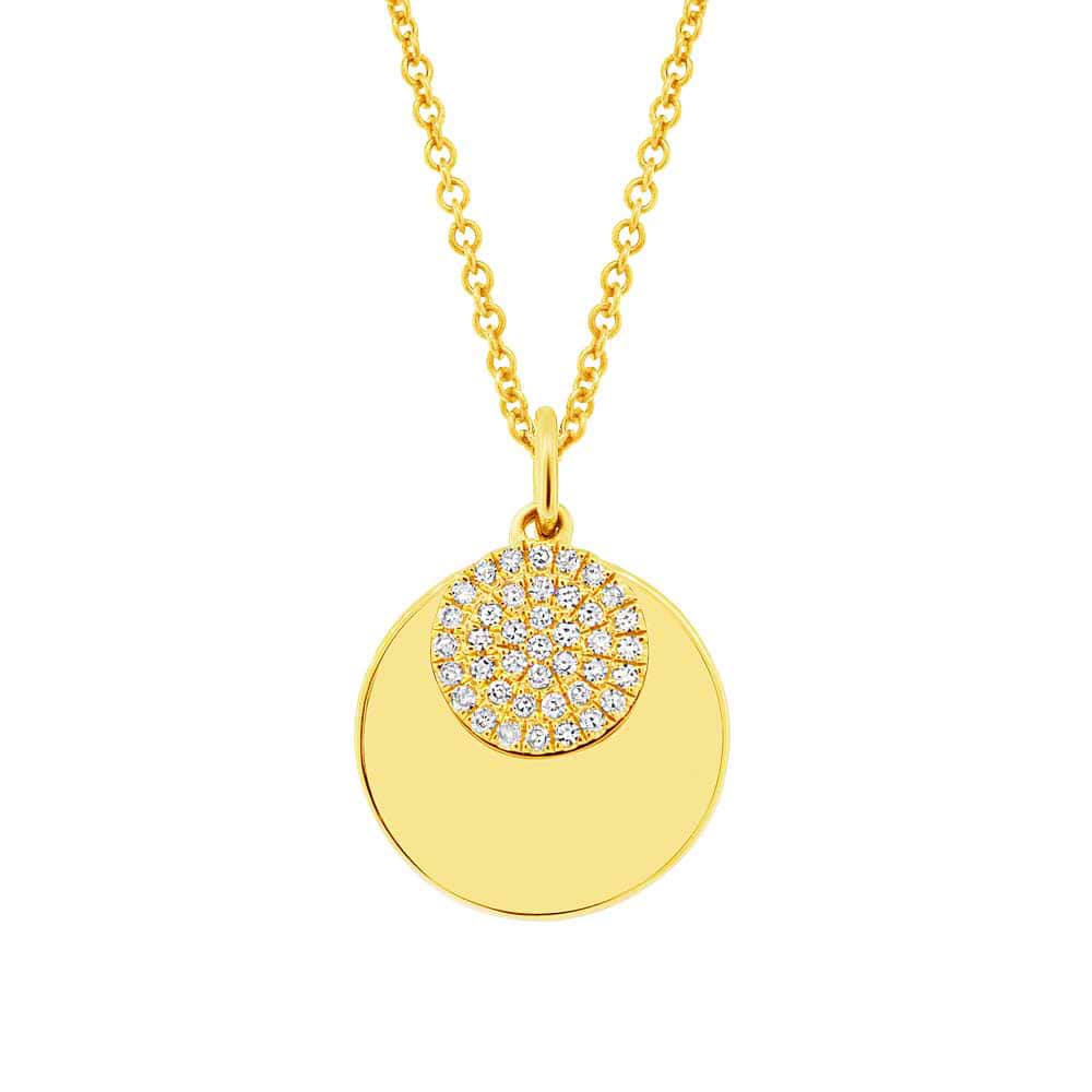 0.09ct 14k Yellow Gold Diamond Circle Necklace
