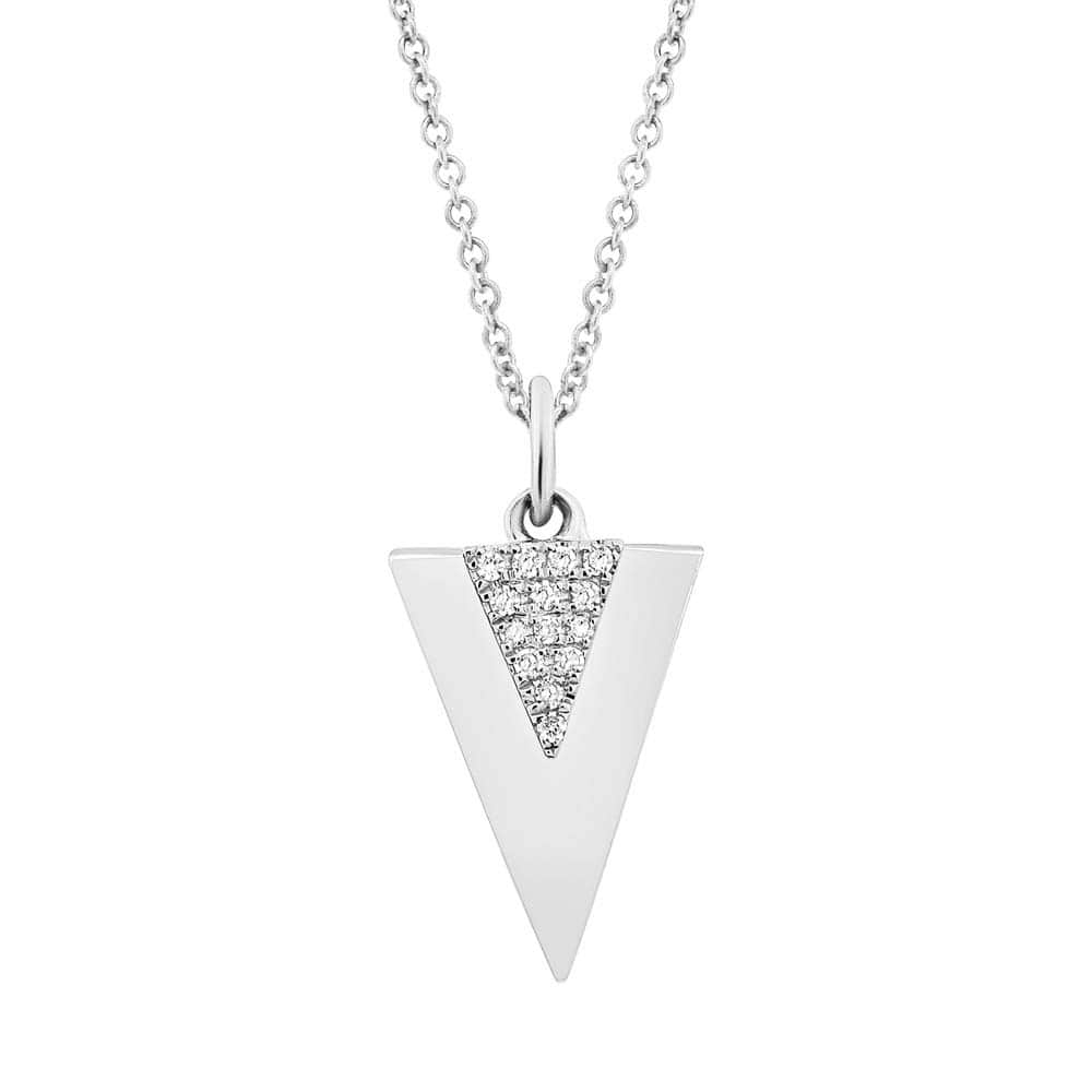 0.03ct 14k White Gold Diamond Triangle Necklace
