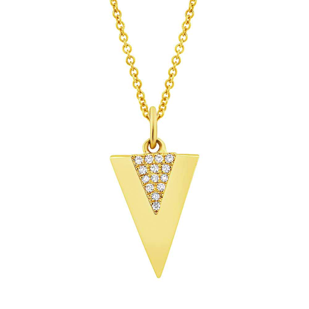 0.03ct 14k Yellow Gold Diamond Triangle Necklace