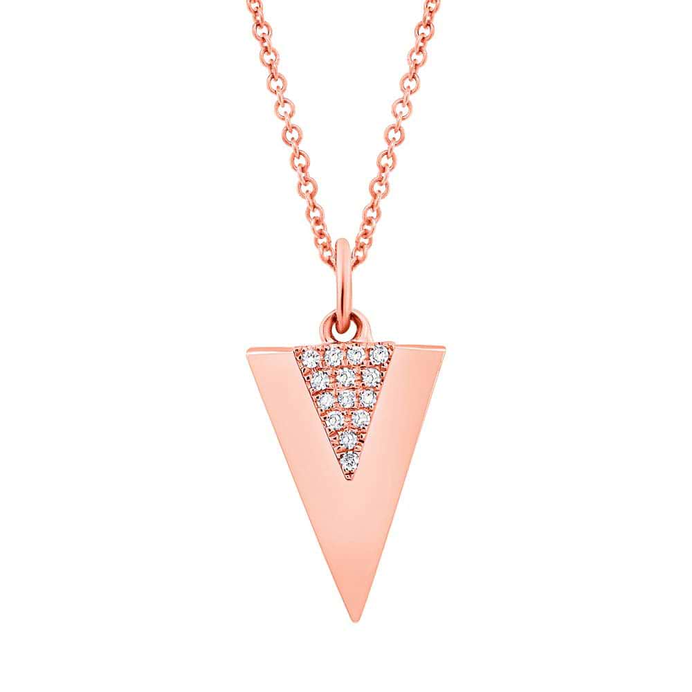 0.03ct 14k Rose Gold Diamond Triangle Necklace