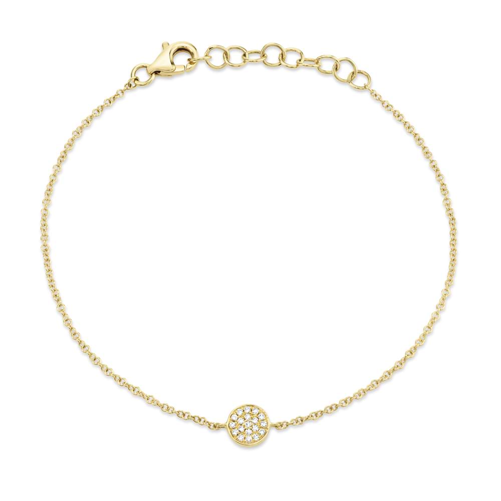 Diamond Pave Circle Link Bracelet 14k Yellow Gold (0.05ct) - AZ15716