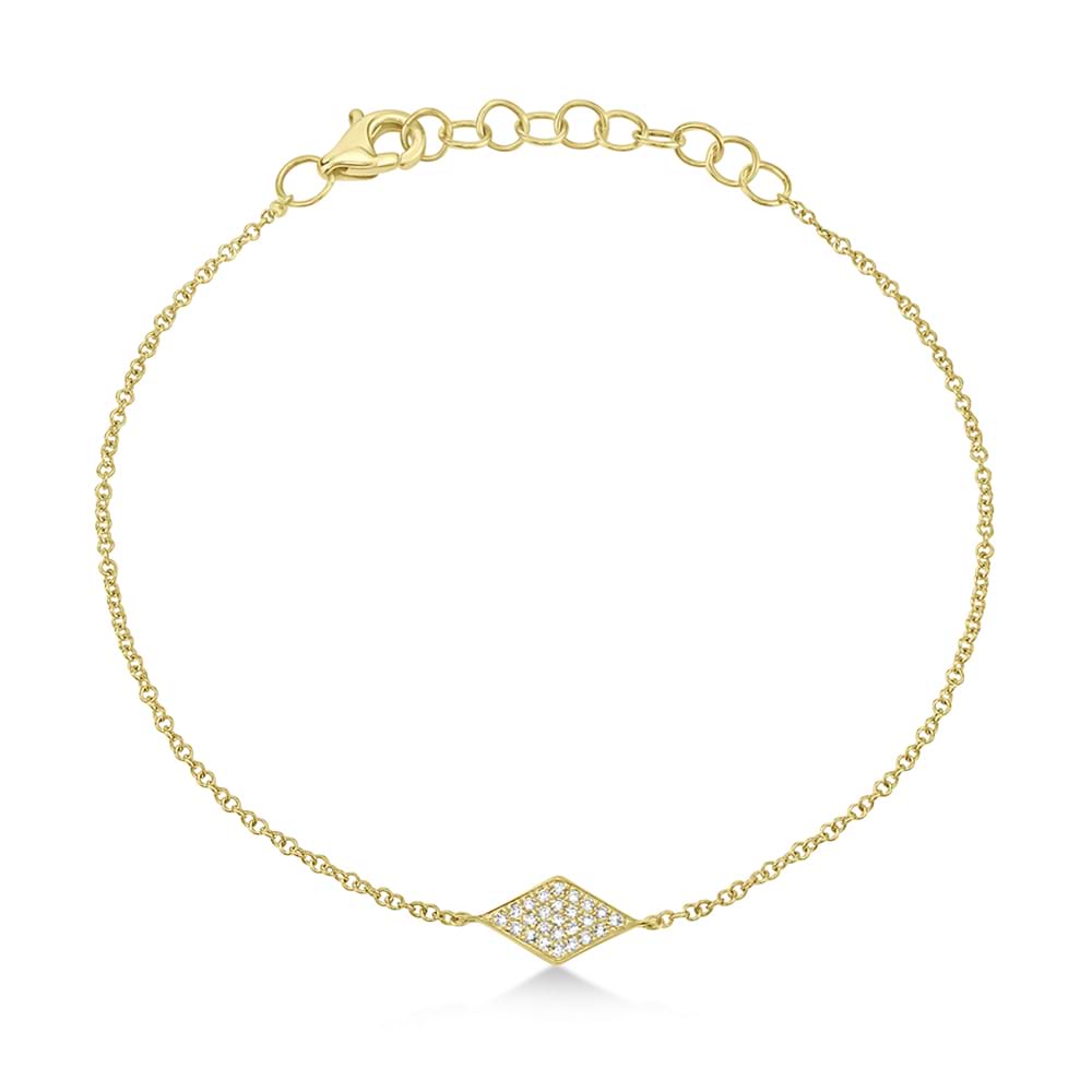 Diamond Pave Diamond Shape Link Bracelet 14k Yellow Gold (0.06ct)