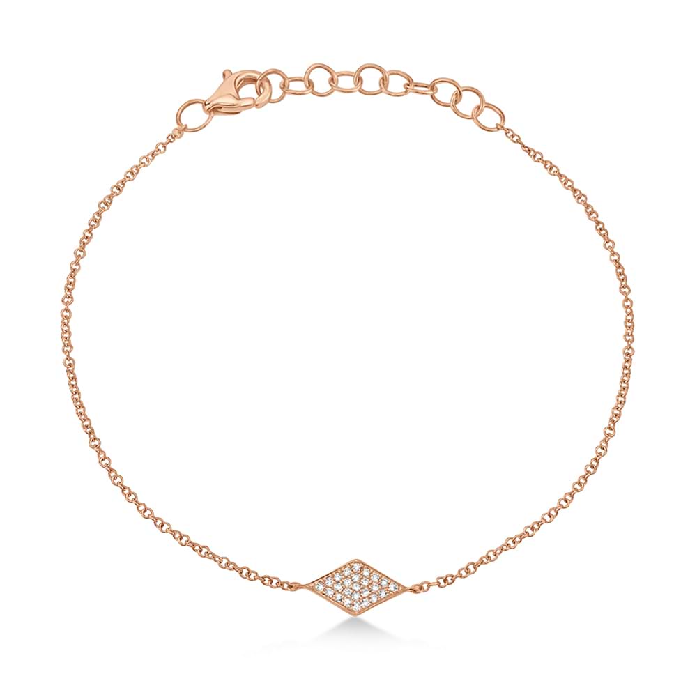 Diamond Pave Diamond Shape Link Bracelet 14k Rose Gold (0.06ct)