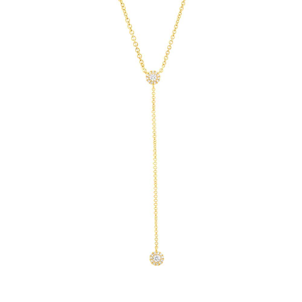 0.16ct 14k Yellow Gold Diamond Lariat Necklace