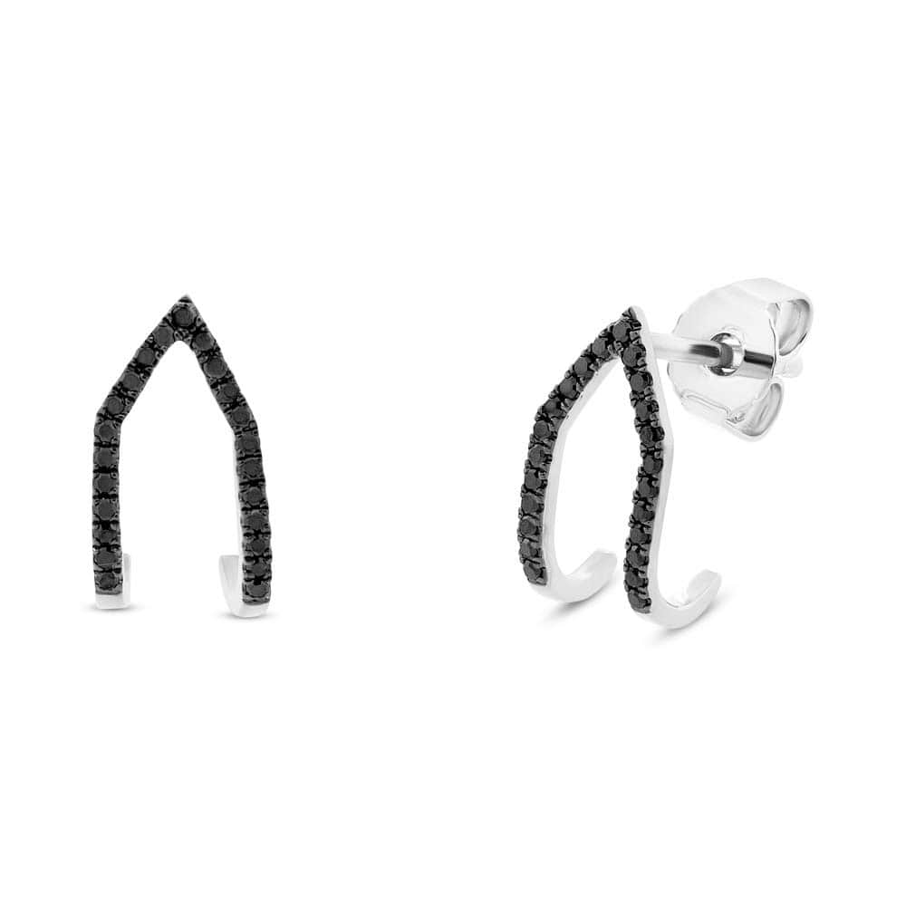 0.15ct 14k White Gold Black Diamond Earrings