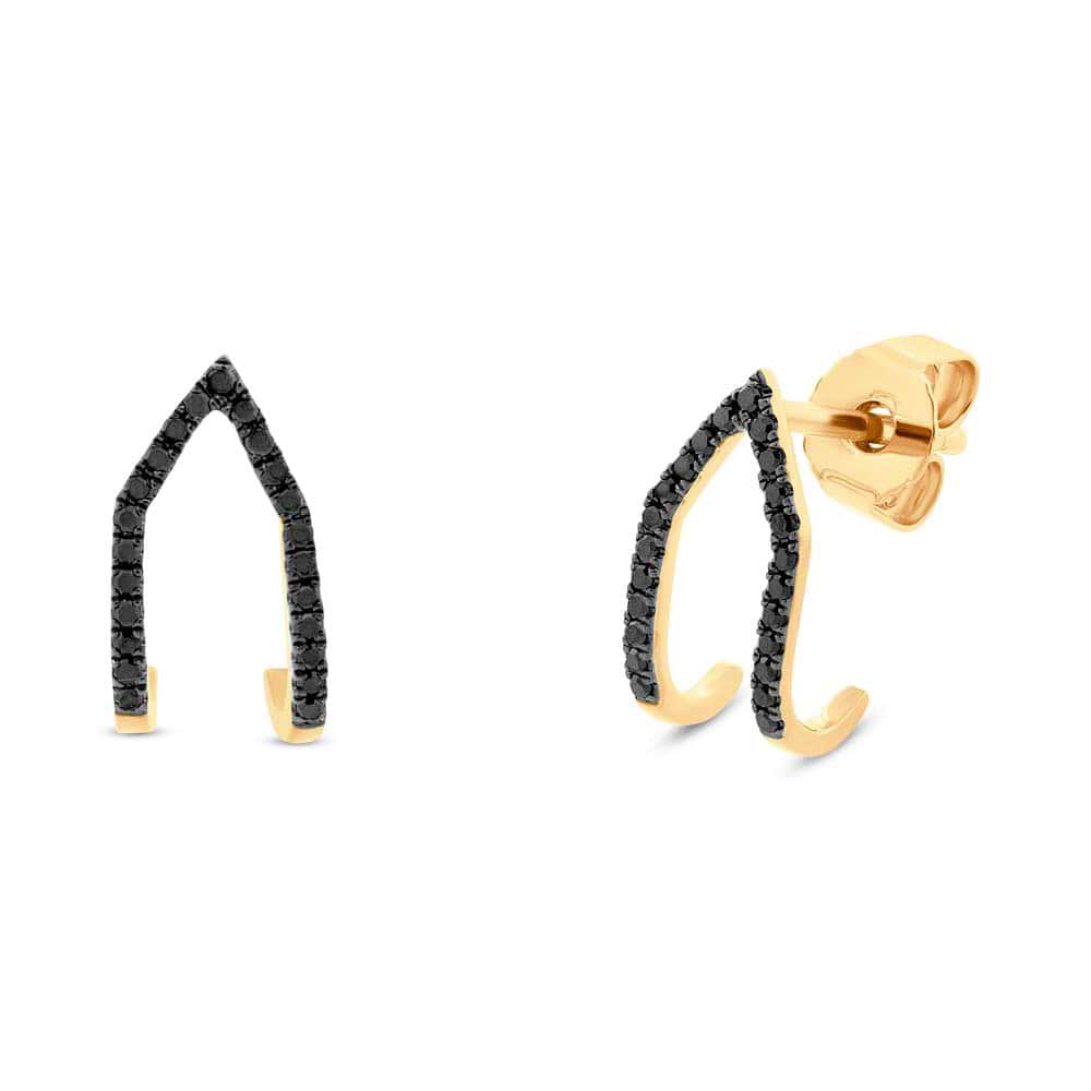 0.15ct 14k Yellow Gold Black Diamond Earrings