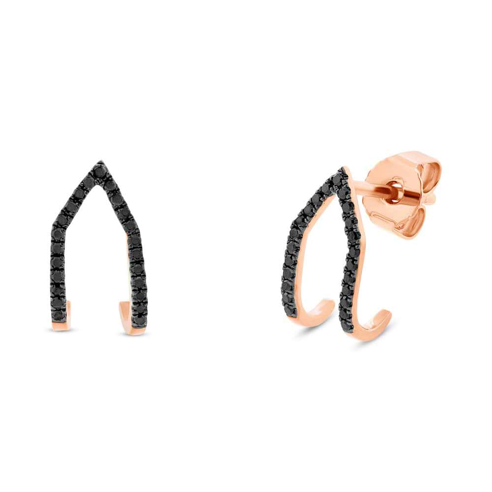 0.15ct 14k Rose Gold Black Diamond Earrings