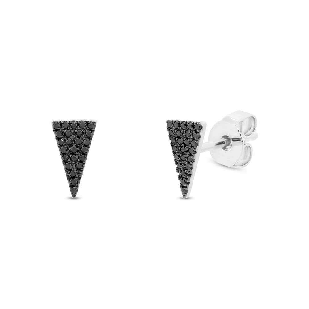 0.12ct 14k White Gold Black Diamond Pave Triangle Earrings