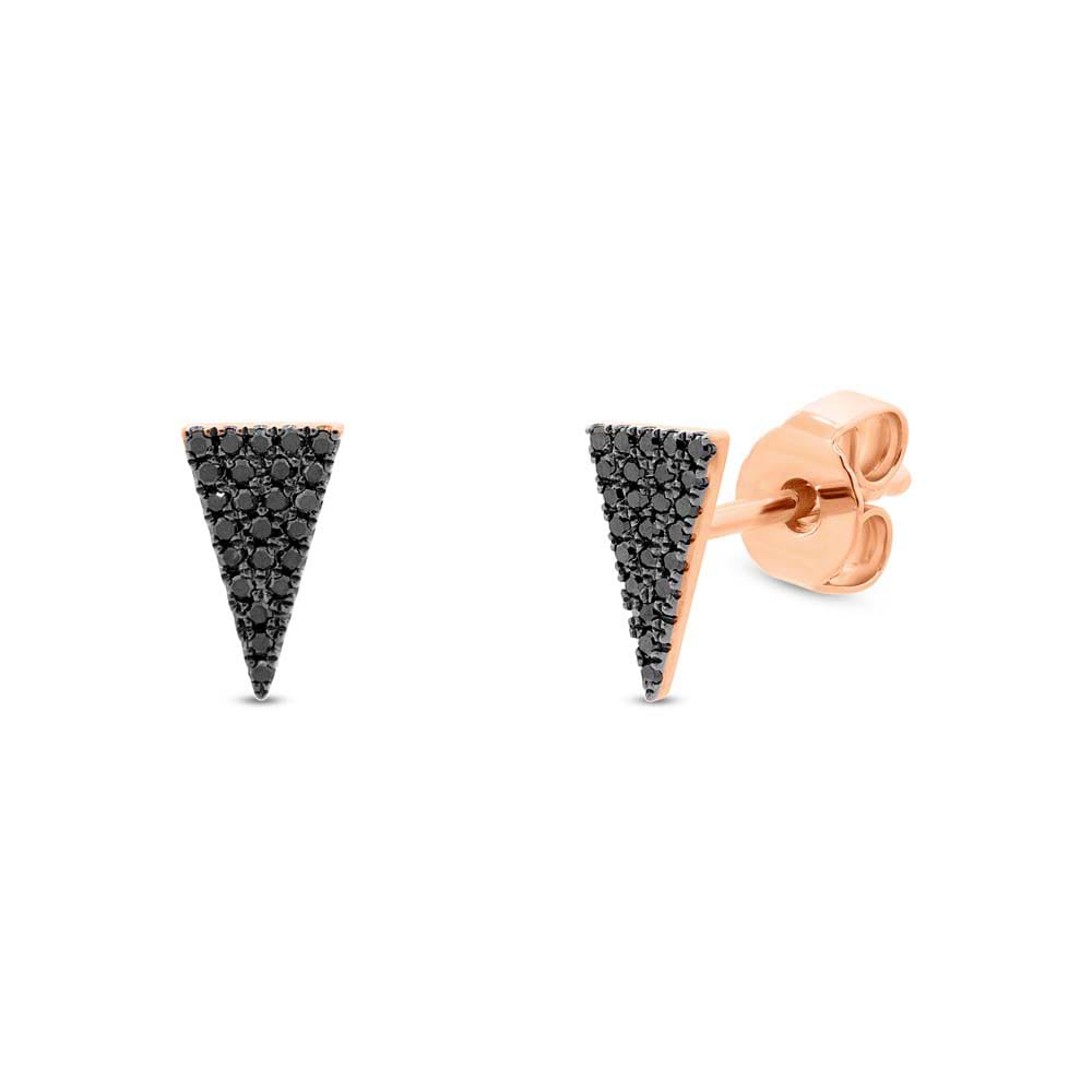 0.12ct 14k Rose Gold Black Diamond Pave Triangle Earrings