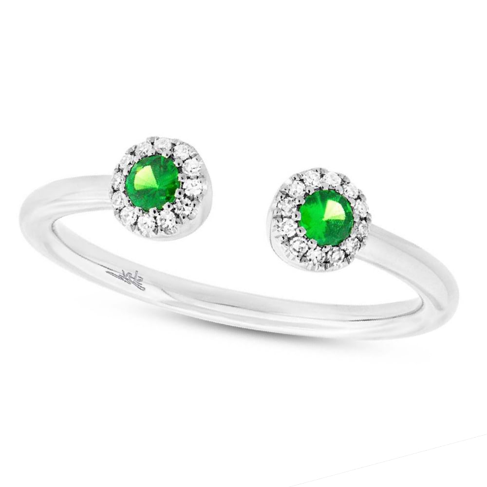 0.07ct Diamond & 0.18ct Green Garnet 14k White Gold Lady's Ring