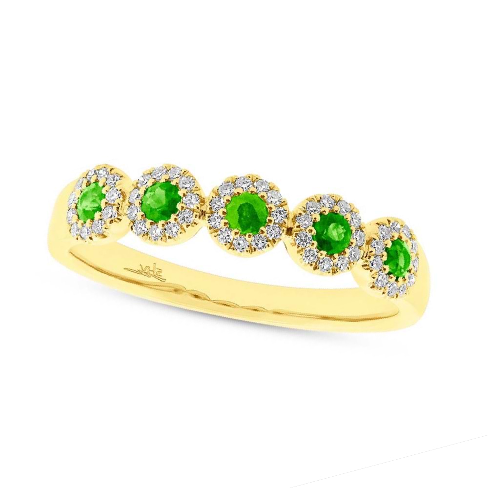 0.16ct Diamond & 0.30ct Green Garnet 14k Yellow Gold Lady's Ring