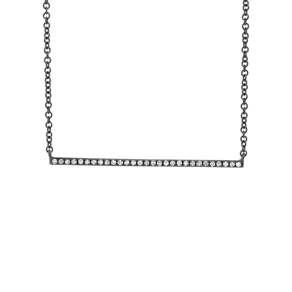 0.08ct 14k Black Rhodium Gold Diamond Bar Necklace