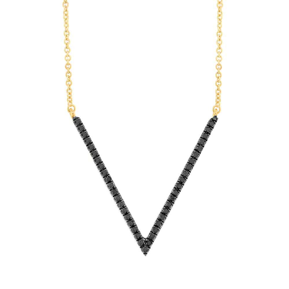 0.12ct 14k Yellow Gold Black Diamond Necklace