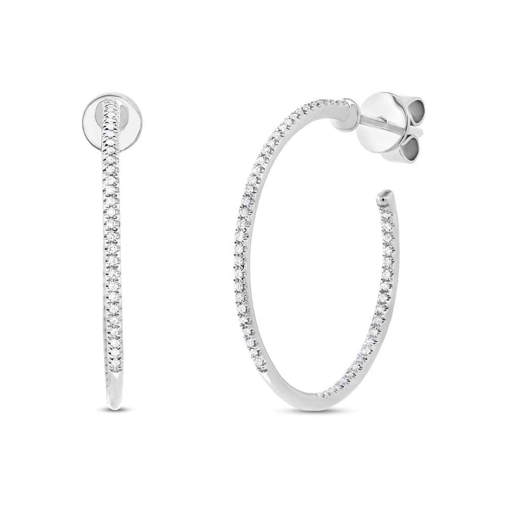 0.19ct 14k White Gold Diamond Hoop Earrings
