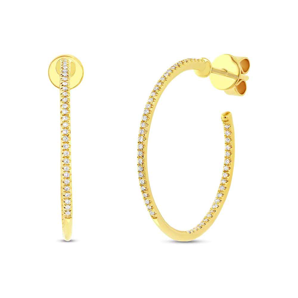 0.19ct 14k Yellow Gold Diamond Hoop Earrings