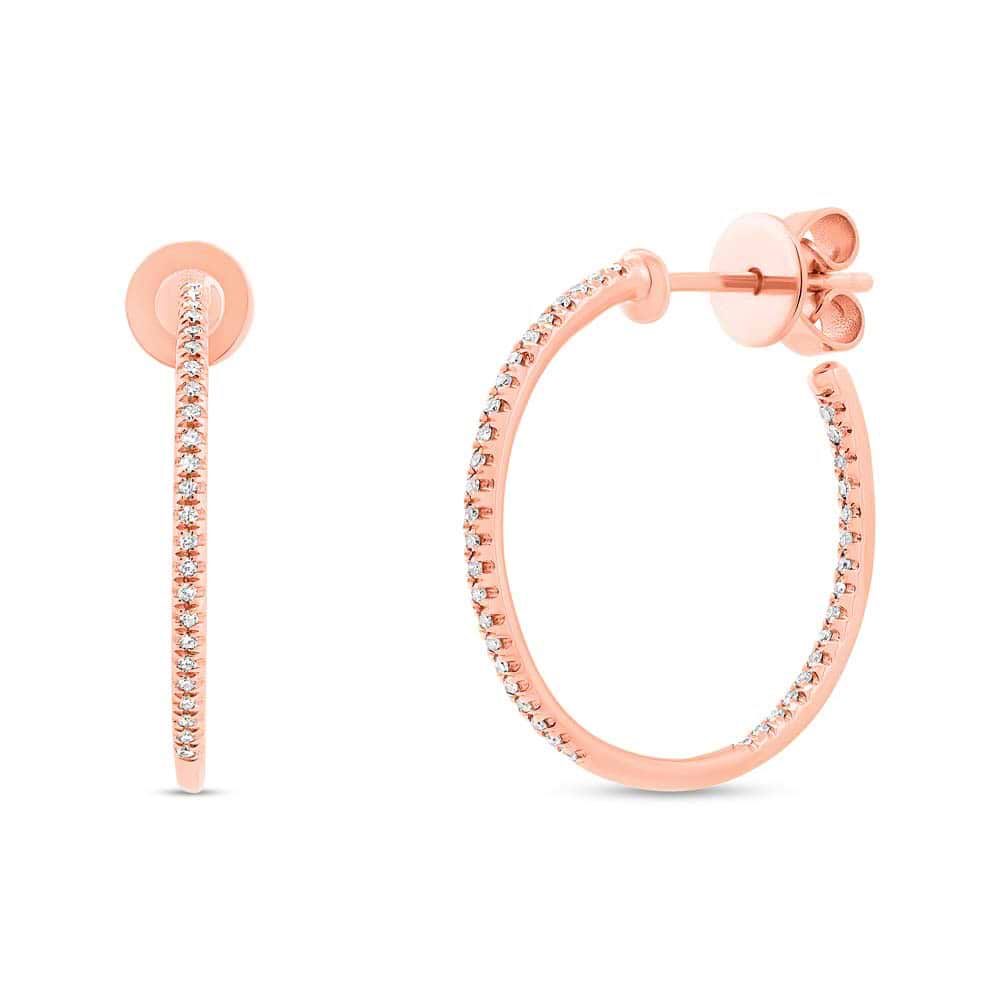0.15ct 14k Rose Gold Diamond Hoop Earrings