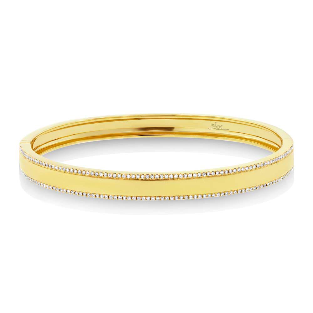 0.47ct 14k Yellow Gold Diamond Id Bangle Bracelet