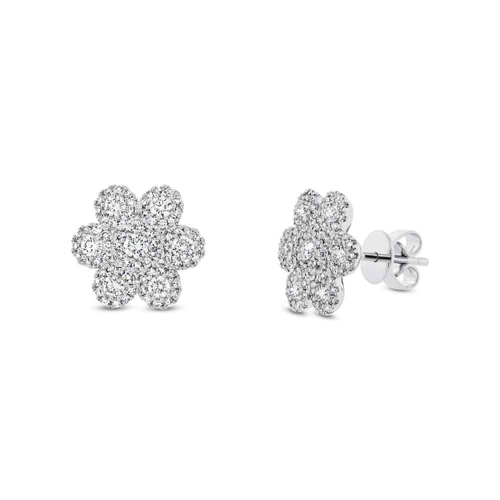0.95ct 14k White Gold Diamond Flower Earrings