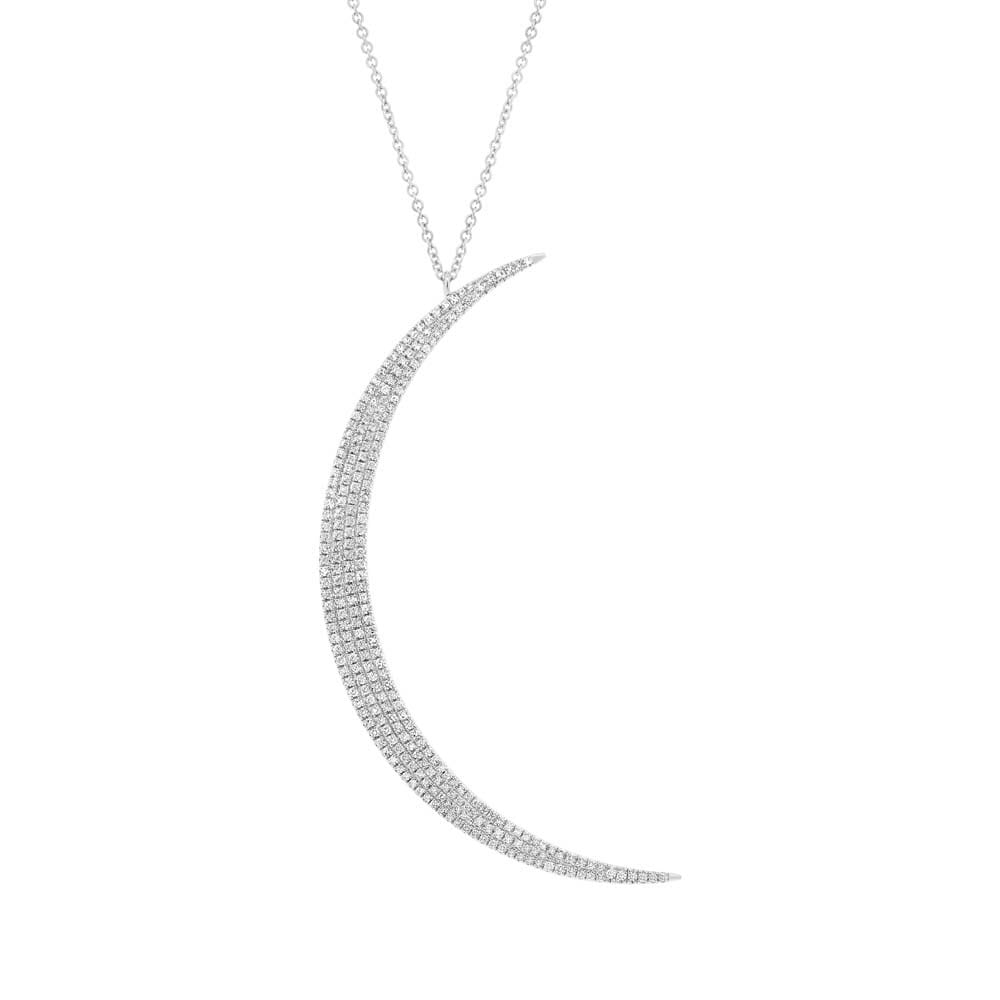 0.66ct 14k White Gold Diamond Crescent Pendant Necklace