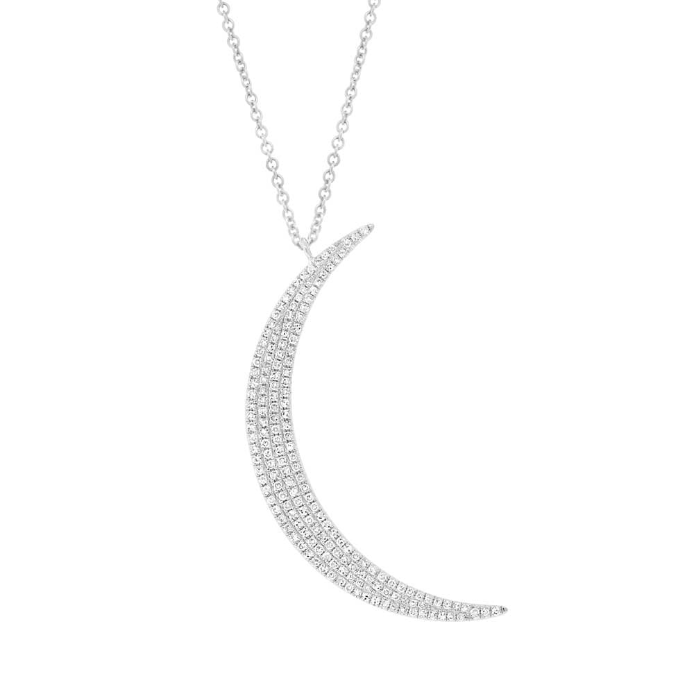 0.44ct 14k White Gold Diamond Crescent Necklace