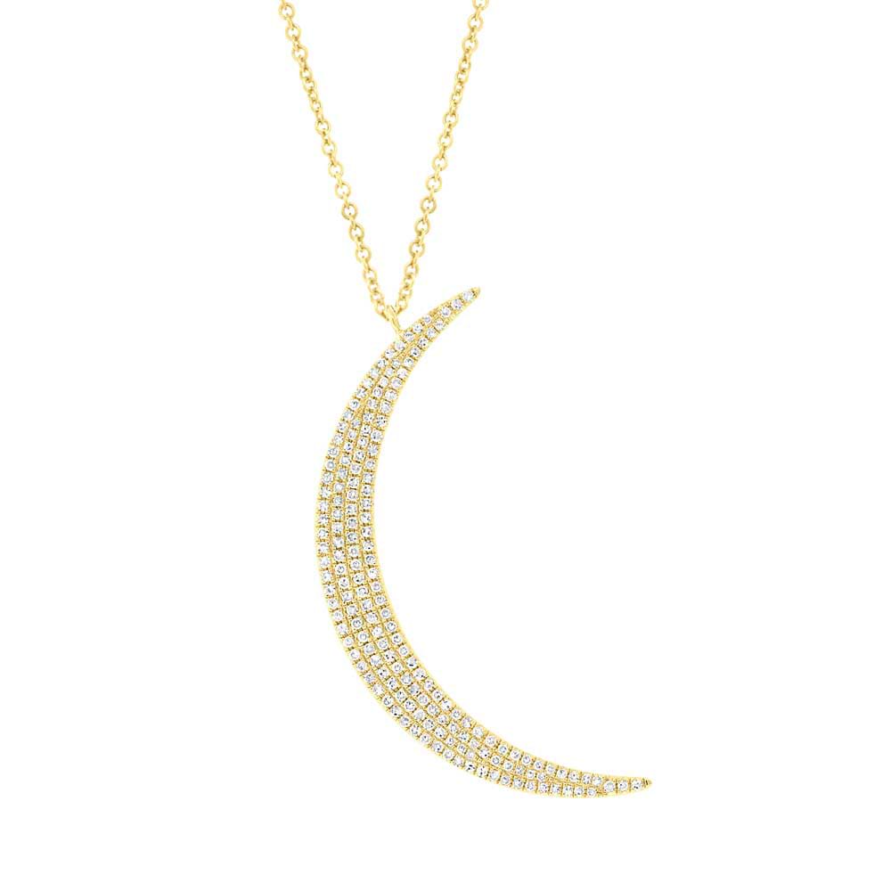 0.44ct 14k Yellow Gold Diamond Crescent Necklace