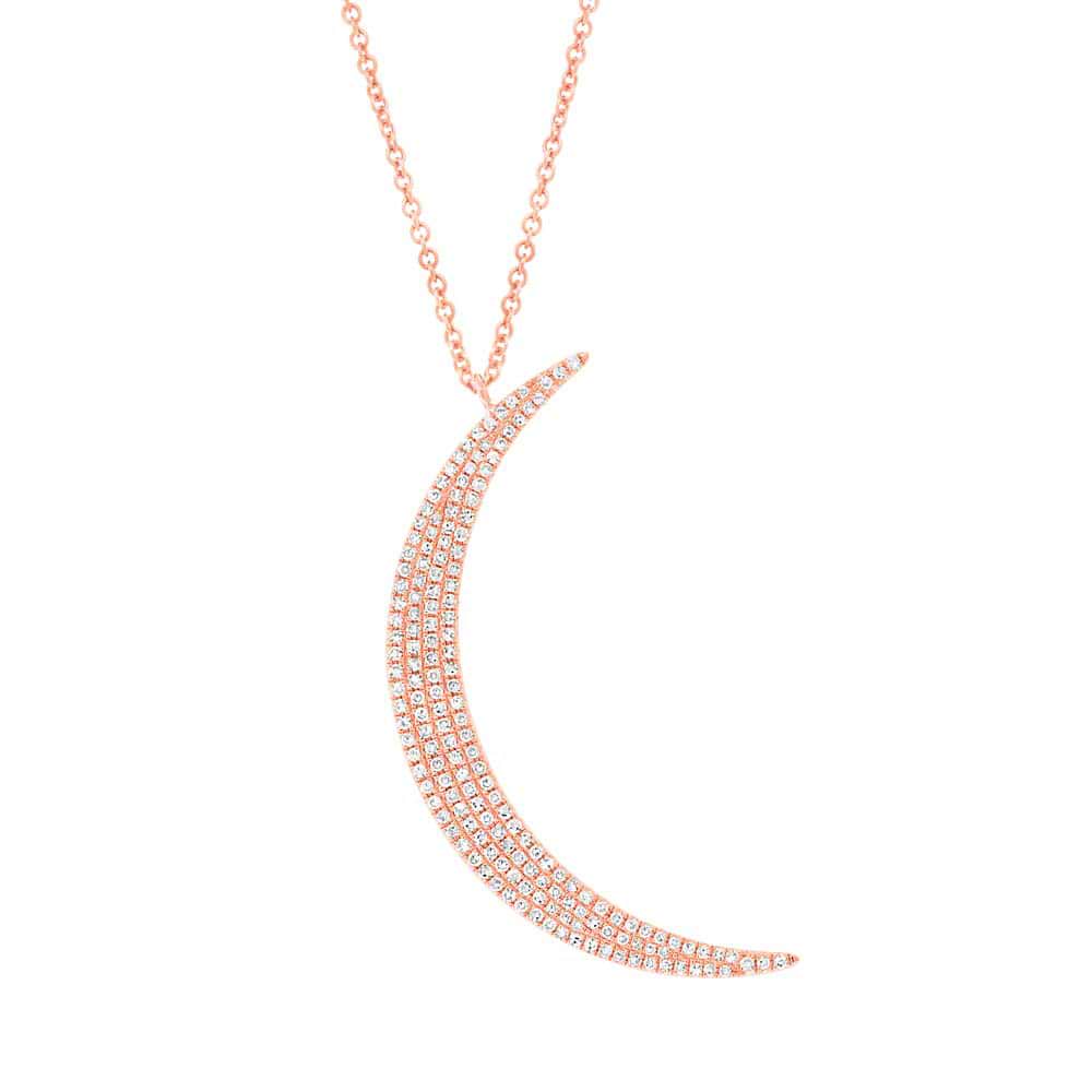0.44ct 14k Rose Gold Diamond Crescent Necklace